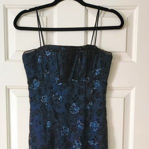 Vintage Prom Dress- Blue with flower details